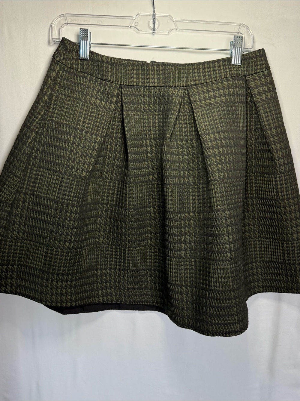 Express Olive Green Houndstooth A-Line Skirt